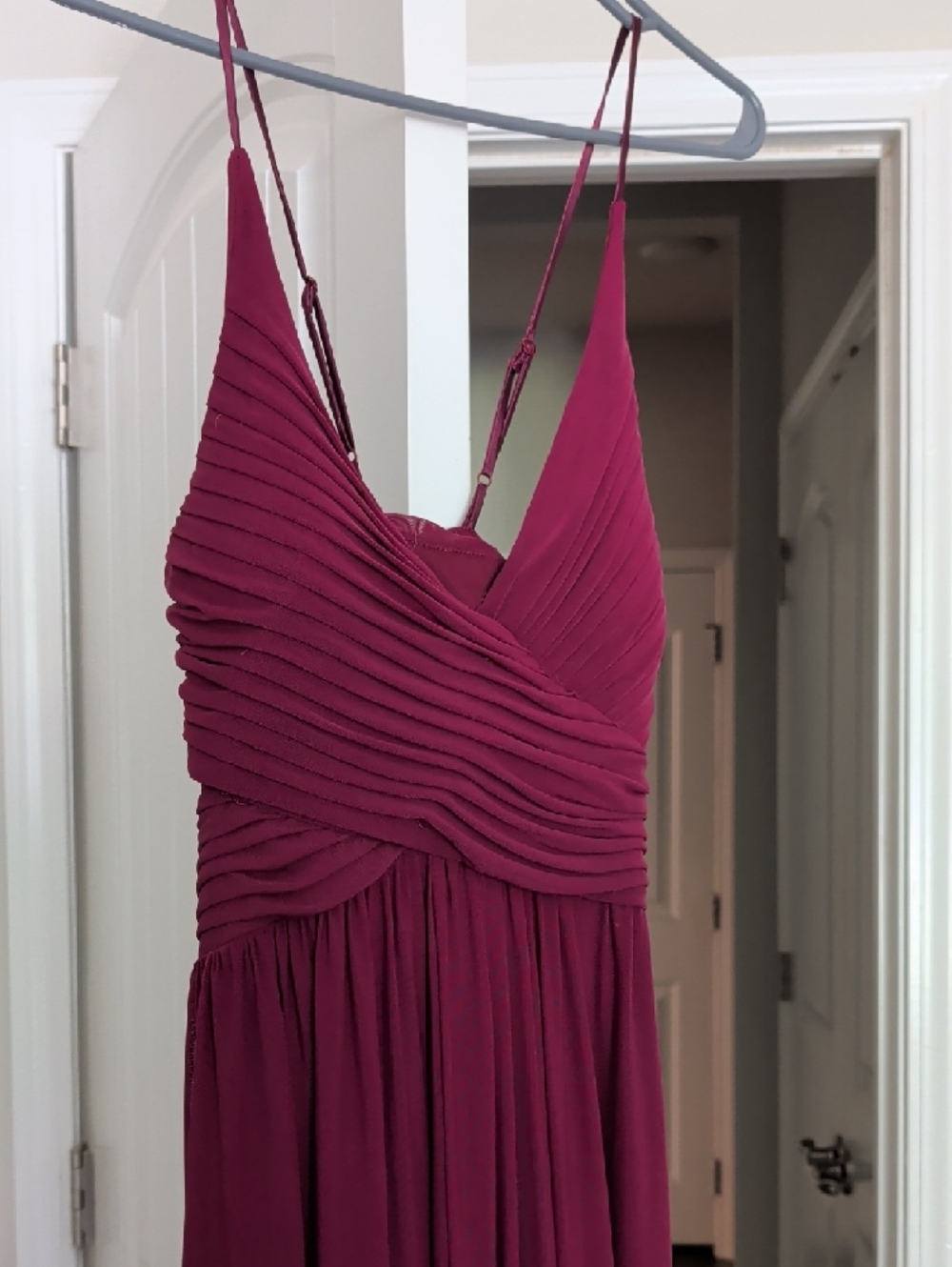 Haute Nites Wine Red Ruched Bodice Maxi Dress